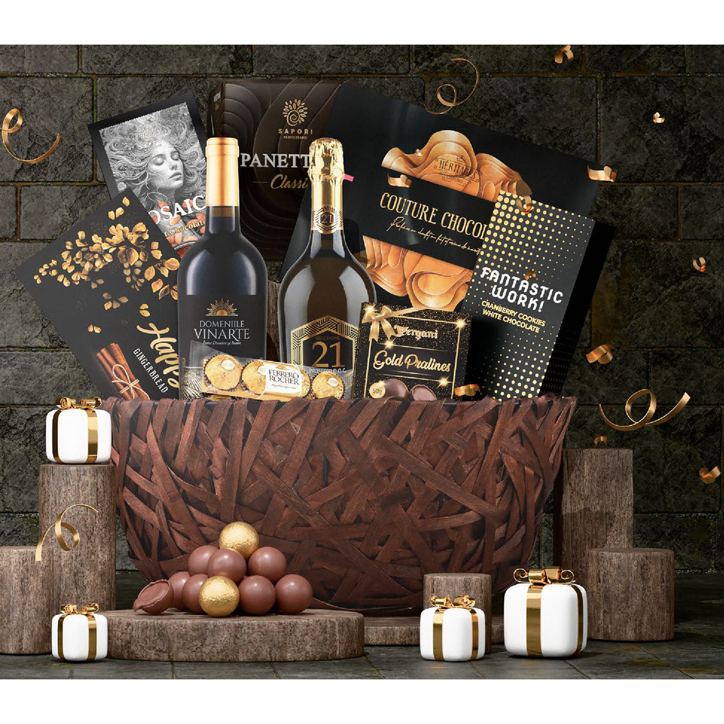 Cos cadou Prosecco Vin Cuvee rosu Panettone Praline