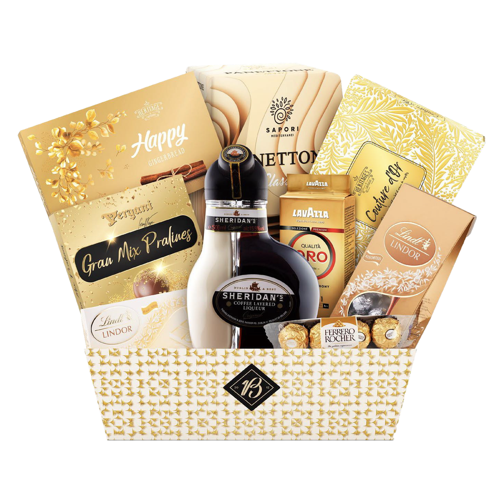 Cos cadou Lichior Panettone Praline Cafea