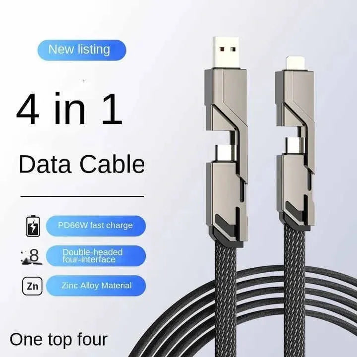 Cablu 4in1 Universal USB Type-C Fast Charge 5A Compatibil iPhone iPad MacBook Lungime 1m