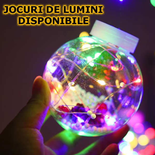 Instalatie de Craciun tip Perdea cu Globulete Albe - Rece