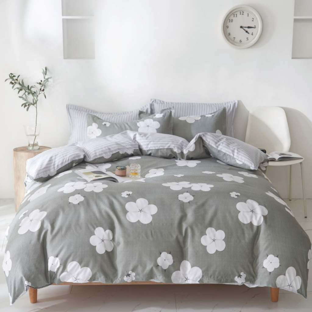 Lenjerie de pat bumbac satinat 4 piese Modern Flori