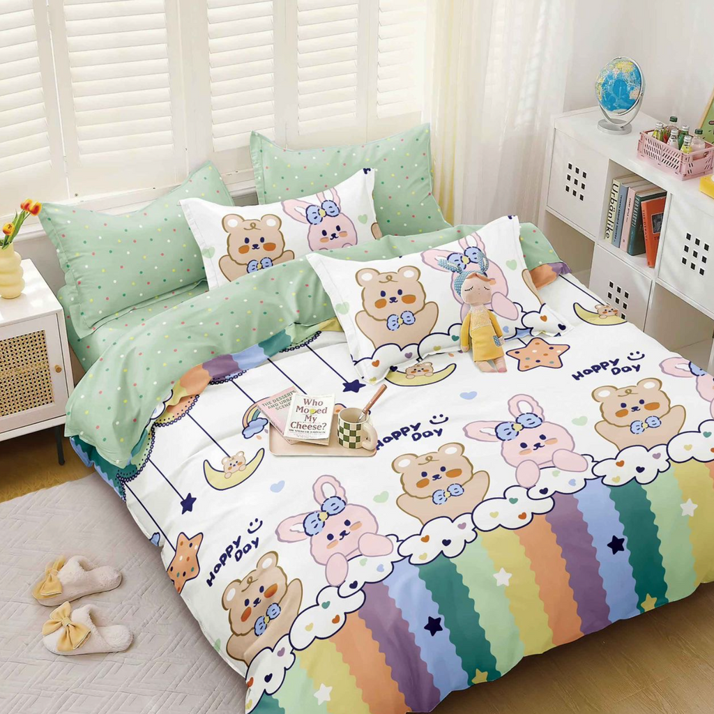 Lenjerie de pat bumbac satinat 4 piese Modern Desene Copii
