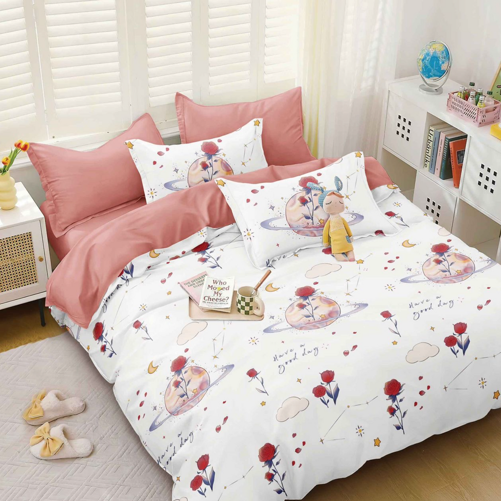 Lenjerie de pat bumbac satinat 4 piese Desene Copii Multicolor