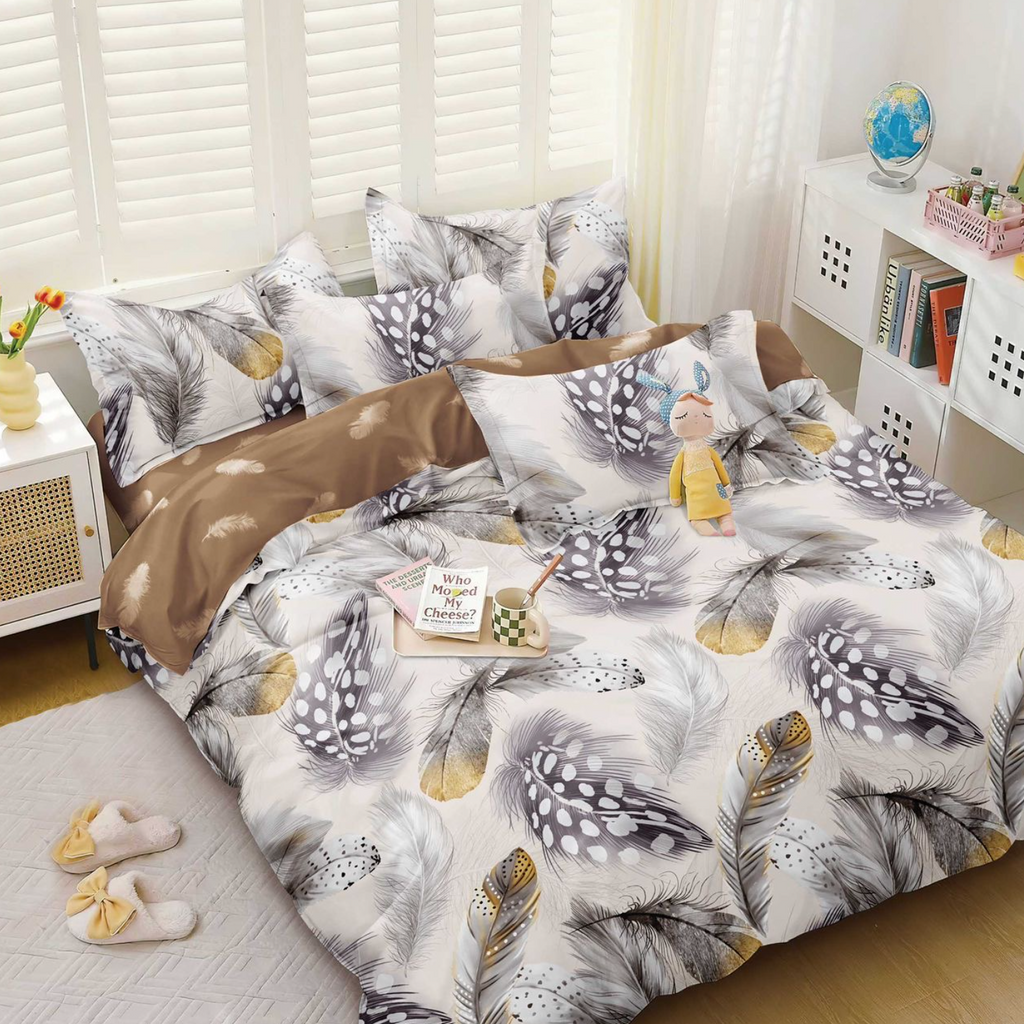 Lenjerie de pat bumbac satinat 4 piese Alba Pene Multicolor Modern