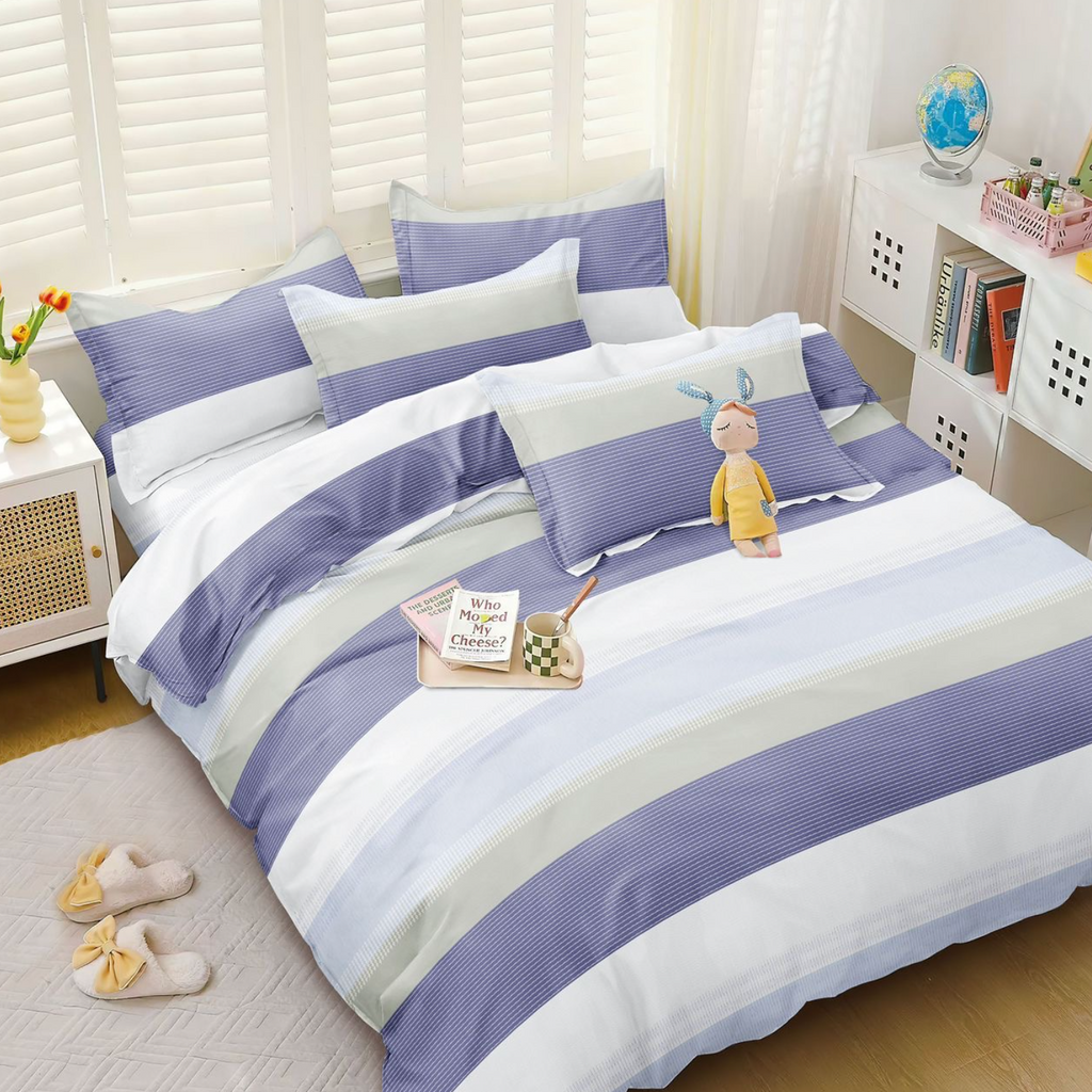 Lenjerie de pat bumbac satinat 4 piese Alba Mov Multicolor