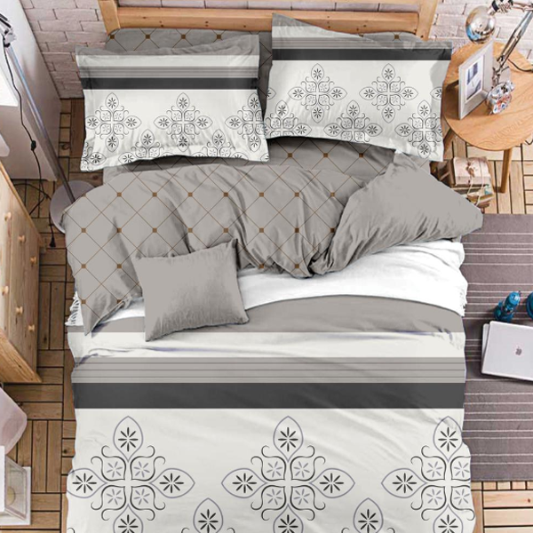 Lenjerie de pat 2 Persoane din bumbac satinat cu 4 piese Multicolor Modern