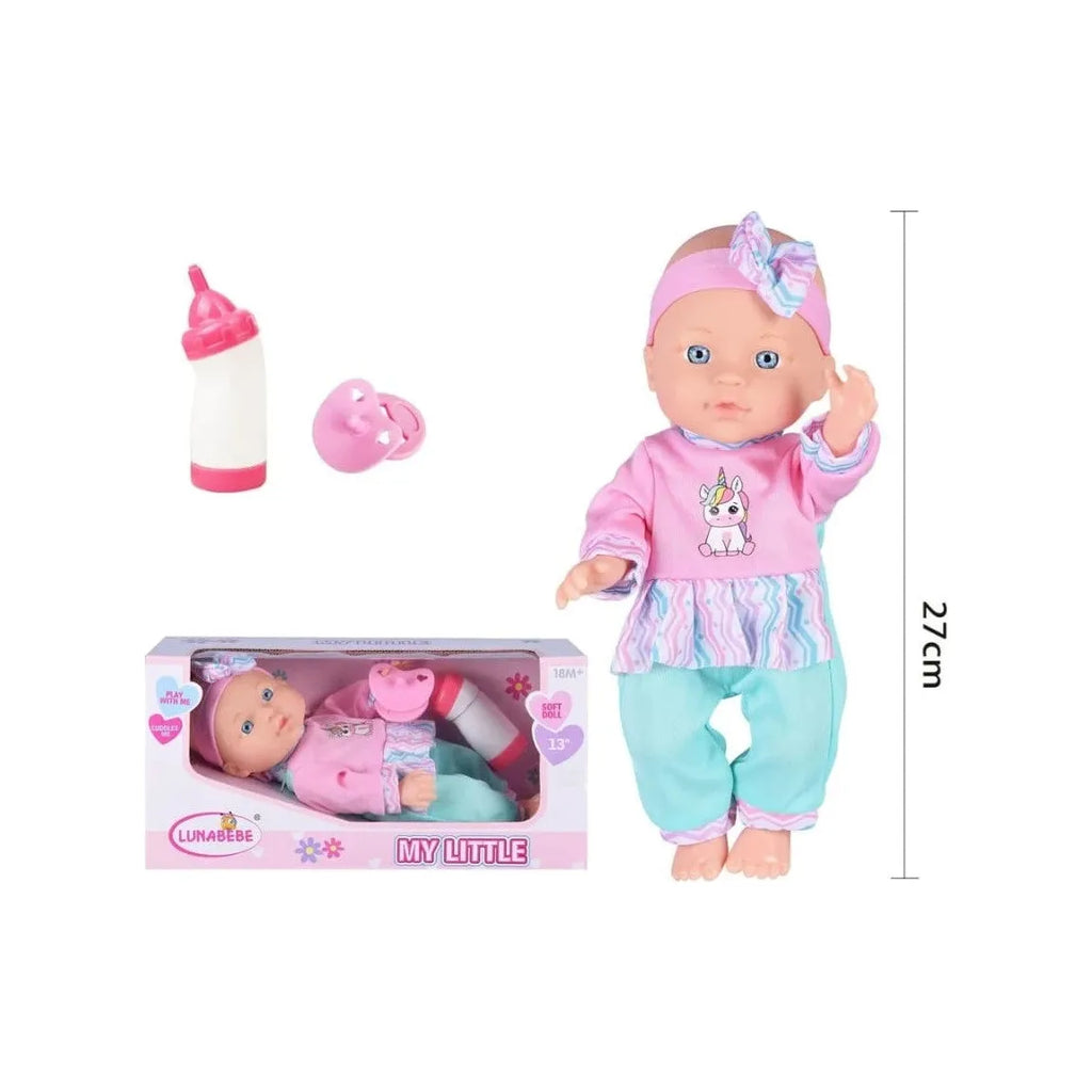Papusa Bebelus Lunabebe Little Friend – Cu Biberon si Suzeta - Albastru