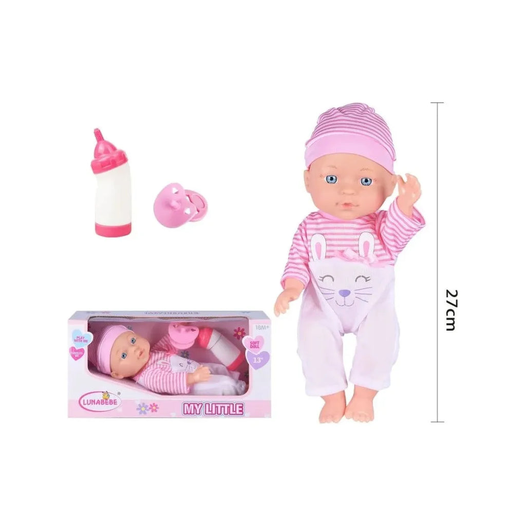 Papusa Bebelus Lunabebe Little Friend – Cu Biberon si Suzeta 27 cm