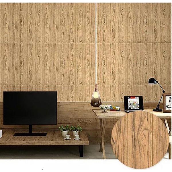 Placi Tapet 3D Lemn maro autoadeziv 70cm x 77cm x 3mm