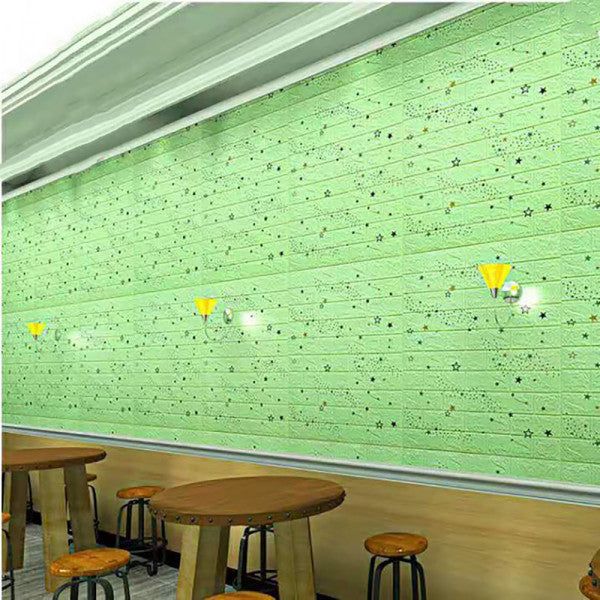 Placi Tapet 3D Caramida verde cu Stelute autoadeziv 70cm x 77cm x 3mm