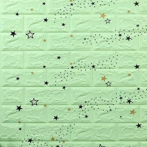 Placi Tapet 3D Caramida verde cu Stelute autoadeziv 70cm x 77cm x 3mm
