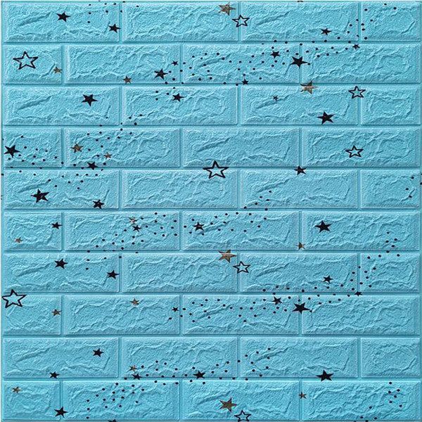 Placi Tapet 3D Caramida albastra cu Stelute autoadeziv 70cm x 77cm x 3mm