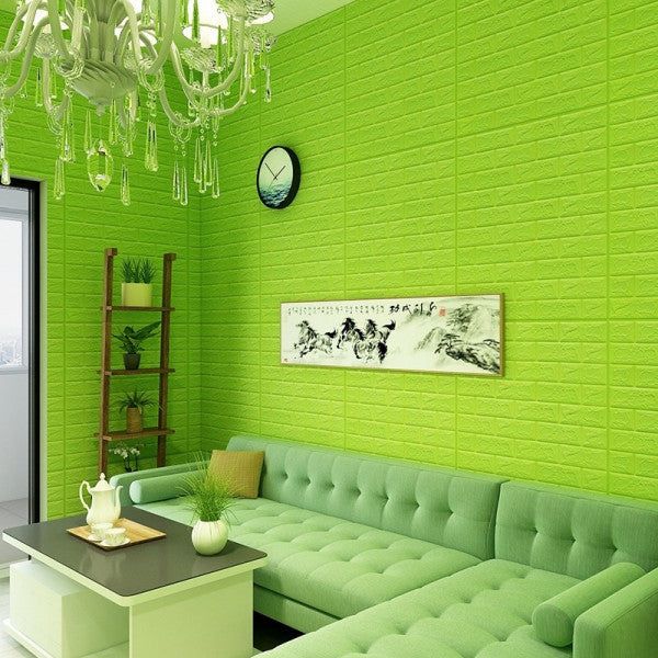 Placi Tapet 3D Caramida moderna verde autoadeziv 70cm x 77cm x 3mm