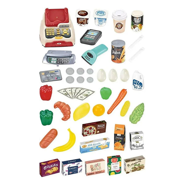 Jucarie interactiva Set supermarket si carucior cumparaturi cu 48 accesorii
